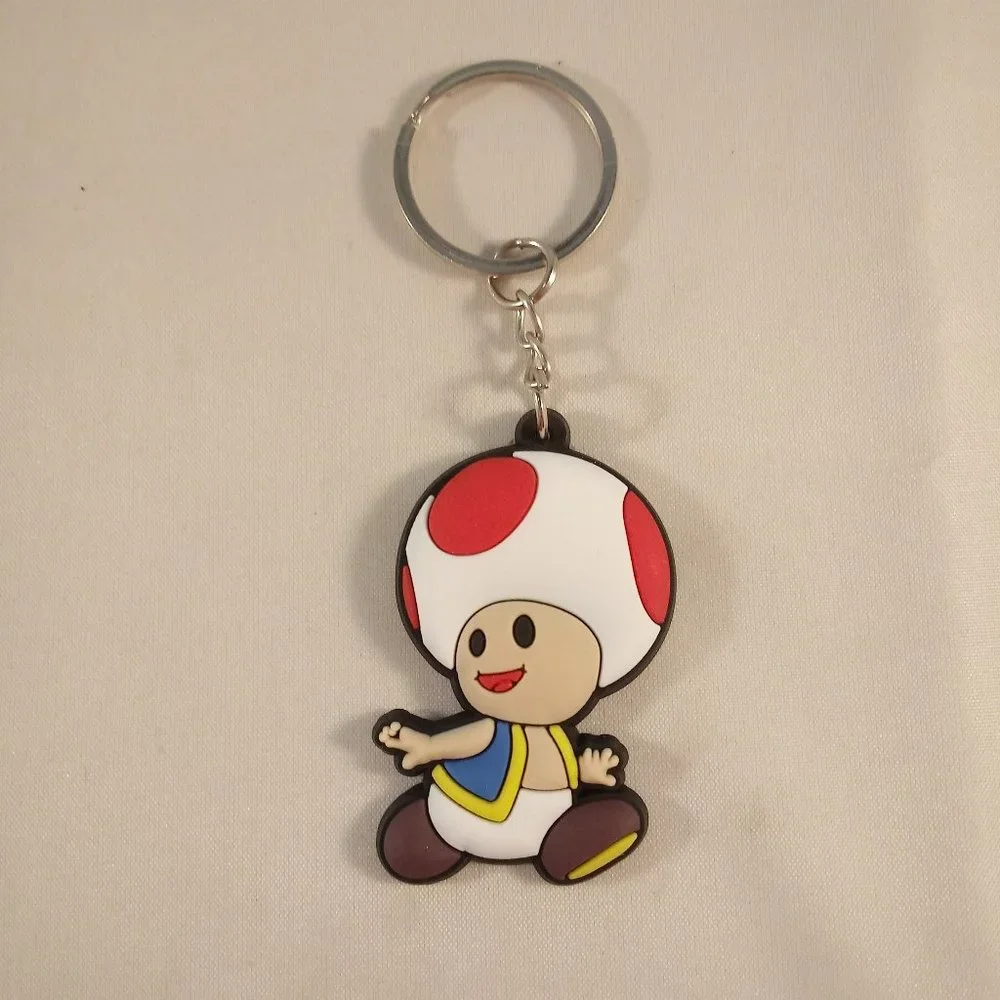Men's Silver Mario Brothers Luigi Toad Yoshi Character Keychain Key Ring 3 pcs